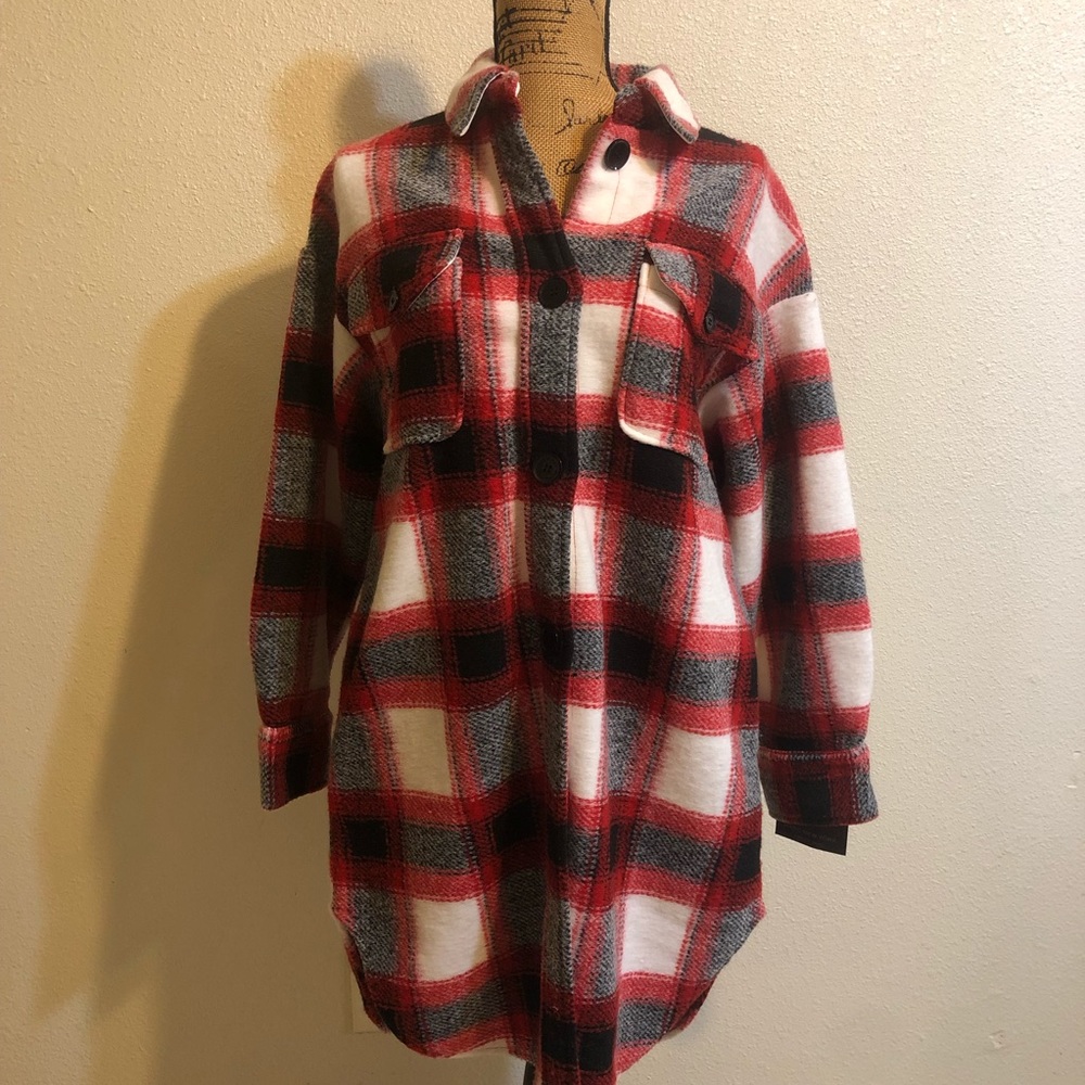 Marc New York Black and red plaid shacket